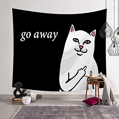 Handser Tapestry Wall Hanging Bedspread Decor Art Bed Cover GO Away White Kitten 60x51inch