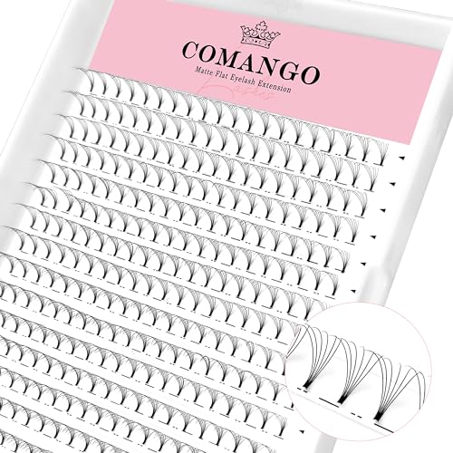 CoMango Premade Fans Eyelash Extensions 320 Fans 6D/10D 0.07 Thickness C/D Curl Short Stem Flat Base Premade Fans Russian Volume Lash Extensions (320Fans-6D-0.07-D-10mm)