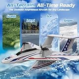 DEERC 3CH Amphibious RC Plane for Water, Land & Air, Remote Control Airplane Flying Boat Toys,2.4GHz 6-axis Gyro Stabilizer RTF Glider Aircraft Jet for Kids Adults Beginners Boys