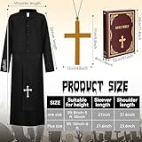 Kuscul 4Pack Priest Costume Outfit for Adult White Stole Black Robe for Halloween Christmas Clergy Cosplay Party Supplies (XL)