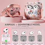 【with Safety Lock】 for AirPods 3rd Generation Case Cover 2021,Cute Pink Floral AirPod 3 Case for Women Girly with Cleaner Kit for AirPod Case 3rd Generation Case 2021- Pink Flower