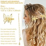 ONCHSH 3D Moving Butterfly Hair Clips,Metal Butterfly Hairpins Bride Wedding Head Pieces Hair Accessories for Women Girls (Gold)