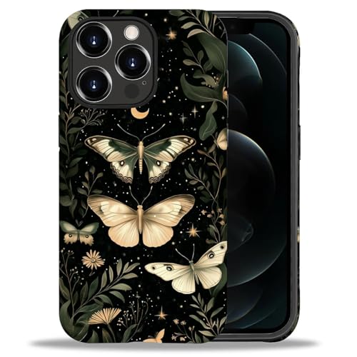 CARLOCA Case for iPhone 12 & 12 Pro,Gothic Dark Butterfly Case Soft TPU + Hard PC 2-in-1,Shockproof Anti-Scratch Protective