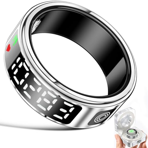 Gwenland Smart Ring Health Ring - Smart Rings for Women Men, Fitness Tracker Ring with LED Display Screen, Sleep Tracker Ring Compatible with iOS/Android Activity Tracker/Heart Rate/SpO2/Sleep/Step