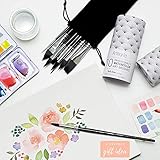 ARTEGRIA Watercolor Brush Set, 10 Soft Synthetic Squirrel Paint Brushes, Including Pointed Rounds, Flats, Dagger, Oval Wash