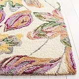 SAFAVIEH Blossom Collection Area Rug - 3' x 5', Ivory & Plum, Floral Design, Handmade Wool, Ideal for The Living Room, Bedroom, Dining Room (BLM461A-3)