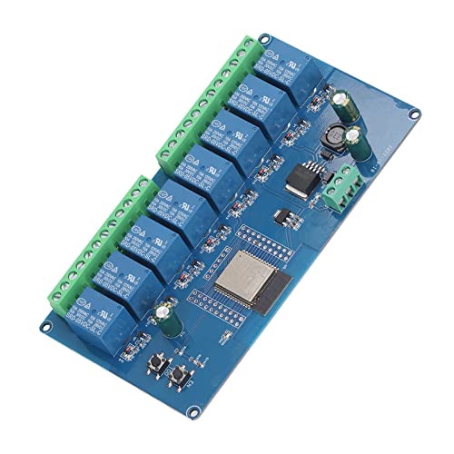 8-Channel Smart Relay Module with BLE & WiFi ESP32 Based IoT Control Board for Secondary Development Board Learning Home Automation Control (DC5-30V, 250V AC)
