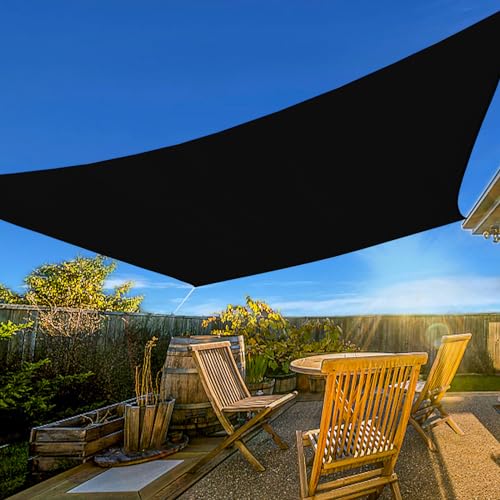 Artpuch Sun Shade Sail, 12'x12' Black Rectangle, Curved Edged Commercial Grade 185GSM Permeable Outdoor Shade Cloth for Deck, Backyard, Patio (Custom Sizes Made)