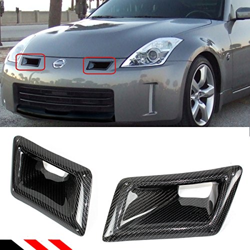 Left + Right Carbon Fiber Bumper Air Duct Intake Vent Covers Pair Compatible With 2003-2009 NISSAN 350Z Z33