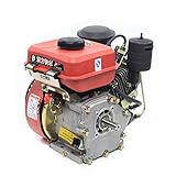 6HP 4 Stroke Diesel Engine Red Heavy Duty Single Cylinder Diesel Motor Engine with Air Cooling System Recoil Type Hand Start 3000 RPM Vertical Multi-Purpose Engine Motor