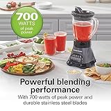 Hamilton Beach Blender for Shakes and Smoothies & Food Processor Combo, With 40oz Glass Jar, Portable Blend-In Travel Cup & 3 Cup Electric Food Chopper Attachment, 700 Watts, Gray & Black (58163)