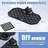 NHHEO Car Anti Slip Mat Dashboard Tray Decorations Sticky Pad Multi Functional Thickened and Widened Washable with 360° Rotating Universal Phone Pad Holder+Number Plate(Black&Gray)