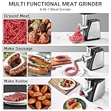 AAOBOSI Meat Grinder, 4-In-1 Meat Grinder Electric [2800W Max] with 3 Slice, Shred Blades,2 Blades,3 Plates,Sausage Stuffer,Kubbe Kit, for Home Kitchen Use, Stainless Steel