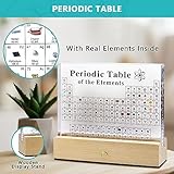 MegaBox Large Periodic Table Of Elements with 83 Real Elements, Acrylic Periodic Table Display With Wooden Stand, 6x Chemistry Formula Reference Cards, Science Teacher Gift Classroom (Large)