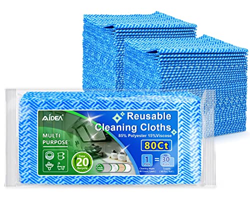 AIDEA Cleaning Wipes, Multi-Purpose Towel Reusable Cleaning Cloths-80Ct(1 Pack), Domestic Cleaning Wipes, Cleaning Towels, Dish Cloths-(12''x24'')