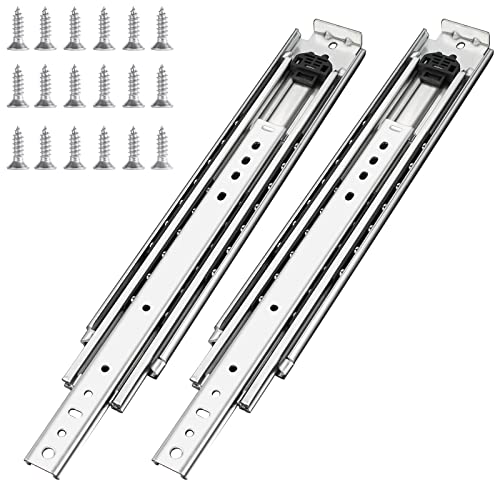 KCOLVSION 1 Pair 34 Inch 500 Lb Capacity Heavy Duty Drawer Slides with Screws,Side Mount Full Extension 3 Fold Ball Bearing Stainless Steel Hardware Drawer Rails,Industrial DIY