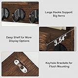 Lwenki Key Holder for Wall, Decorative Key and Mail Holder with Shelf Has Large Key Hooks for Bags, Coats – Paulownia Wood Key Hanger with Mounting Hardware (9.8”W x 6.7”H x 4.2”D) (Brown)