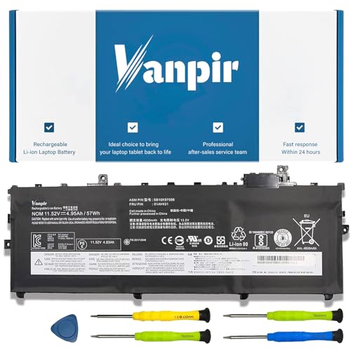 VANPIR 01AV431 Laptop Battery 11.52V 57Wh 4950mAh Replacement for Lenovo ThinkPad X1 Carbon 5th Gen/X1 Carbon 6th Gen Series Notebook 01AV430 SB10K97587 SB10K97588 01AV494 01AV429 SB10K97586