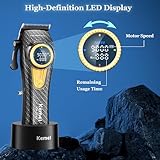 KEMEI Professional Hair Clippers for Men, Cordless Barber Clippers with LED Display and Charging Base, T-Blade Hair Trimmer, KM-2242, KM-1677