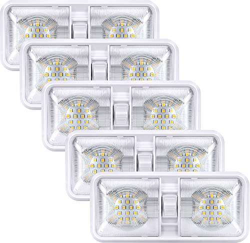 Kohree RV Lights Interior, Upgrade 800 Lumens RV LED Ceiling Lights, 12V RV Lights Fixture with ON/OFF Switch for RV Car Trailer Camper Boat, Natural White 4000-4500K, 48X5050SMD (5PCS)