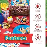 Paw Patrol Birthday Decorations | Serves 16 Guests | Paw Patrol Party Supplies | Balloons, Banner, Tablecloth, Dinner & Cake Plates, Napkins, Button