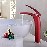 PGBDQHFF Bathroom Faucet Brass Red Color Tap Hot and Cold Water Basin Faucet B-1526