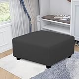 Easy-Going Stretch Square Ottoman Cover 40x40x15 inch Folding Storage Stool Furniture Protector Soft Rectangle slipcover with Elastic Bottom Dark Grey