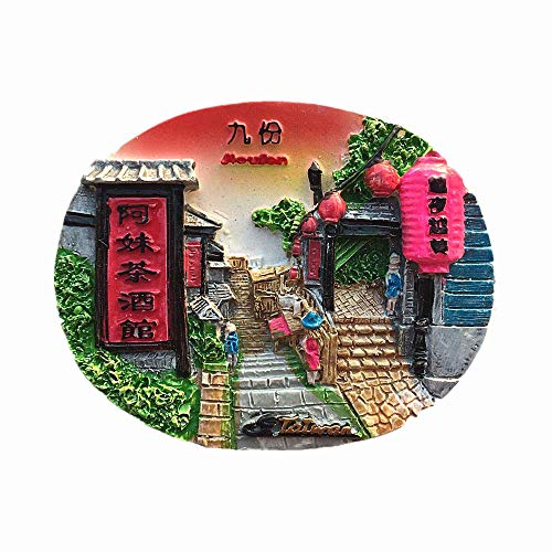 Jiufen New Taipei Taiwan 3D Fridge Magnet Travel Souvenir Gift Home Kitchen Decoration Magnetic Sticker, Taiwan Refrigerator Magnet Collection