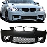 Front Bumper Cover Compatible With 2004-2010 BMW E60 5-series, 1M Style PP Black Added On by IKON MOTORSPORTS, 2005 2006 2007 2008 2009