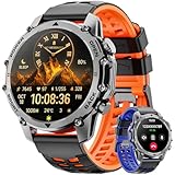 Smart Watch(Calls/Answer)1.52'' Military Smart Watches for Men for Android iPhone,100+ Sport Modes/Heart Rate/Sleep Monitor,2025 New Fitness Tracker Two Bands and Accessories Kits,Gifts for Men
