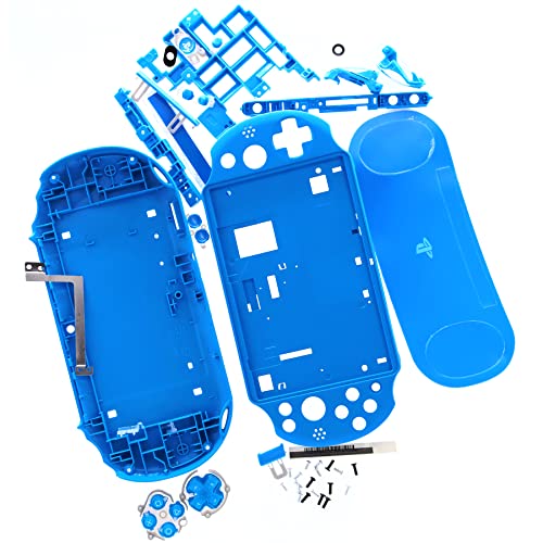 Deal4GO Full Housing Shell Case kit TOP Bottom Cover Plates w/Buttons Set Screw Replacement for PS Vita 2000 PSV 2000 PCH-2000 (Blue)