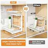 PXRACK 2 Pack Under Sink Organizer,Adjustable Height,2 Tier Pull Out Under Cabinet Organizer,Slide Out Thickened Metal Under Sink Storage for Kitchen Bathroom Laundry Cabinet Pantry,White