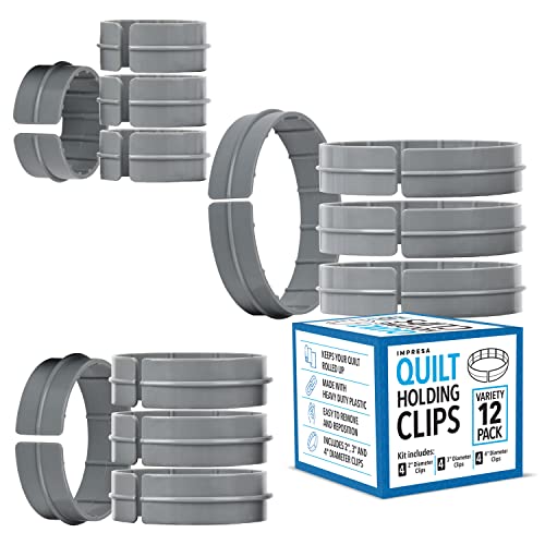 Impresa [Variety 12 Pack] 2,3,4 Inch Diameter Quilting Rings - Versatile Clamps Quilt Clip for Machine Quilting Creations and Sewing Supplies - 1" Tall Clamp for Quilt