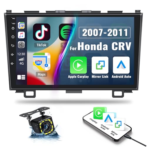 Car Stereo for Honda CRV 2007-2011 Car MP5 Player Wireless Apple Carplay Android Auto Mirror Link, 9" Touch Screen Car Radio with Bluetooth Backup Camera FM SWC Dual USB Input