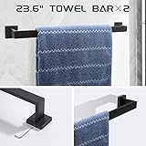 Dorudon atrox Bathroom Hardware Set Towel Bar Set Bathroom Hardware Accessories Set with Towel Bars, Stainless Steel Wall Mounted Bathroom Towel Rack Set Square