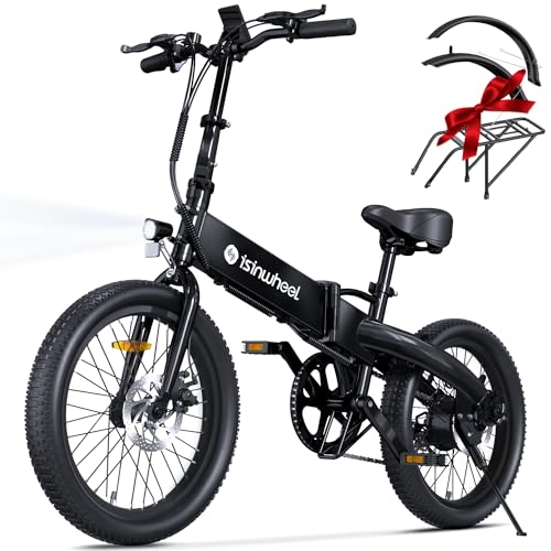 isinwheel U5 Electric Bike Adult 500W, 20" Folding Bikes, 20MPH Max Range 45+ Mile, 48V 374.4Wh Removable Battery, Weighs 48.5lbs, Suitable for Leisure Riding, UL 2849 Certified (Standard & Black)