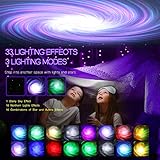 Northern Galaxy Light Aurora Projector with 33 Light Effects, Night Lights LED Star Projector for Bedroom Nebula Lamp, Remote Control, White Noises, Bluetooth Speaker for Parties (Jet Black)