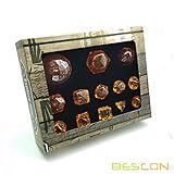 BESCON DICE Amber Complete Polyhedral RPG Dice Set 13pcs D3-D100