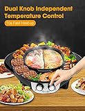 Soupify 2 in 1 Hot Pot with Grill, Electric Korean BBQ Grill, Independent Dual Temperature Control & Non-stick Pan, Multi-function Smokeless Barbecue Grill for Family and Friends Gathering