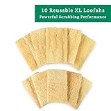 Natural Loofah Kitchen Sponge (XL - 10 Pack) - Natural Sponges for Dishes - Eco Friendly and Compostable Sponges - Plant Based Kitchen Dish Biodegradable Sponge