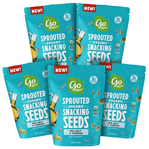 Go Raw Pumpkin & Sunflower Seed Snack Mix, Sea Salt and Vinegar, 4 oz. Bags (Pack of 5) - Keto | Vegan | Gluten Free| Organic | Superfood