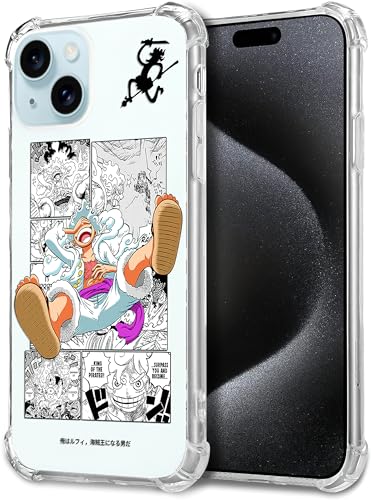 Anime Pattern Designed for iPhone 15 Pro Max Case, Anime Manga Transparent Case Compatible with iPhone15 ProMax, Soft Silicone Anti-Scratch Shockproof Four Corner Airbag Protection Phone Case 6.7 inch