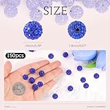 150 pcs 10mm Rhinestone Beads for Jewelry Making, Dark Blue Shiny Round Shamballa Disco Beads Bulk, Sparkle Crystal Clay Christmas Beads for Bracelet Baseball Necklace Earring Crafting and DIY