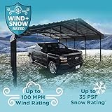 Arrow Carports Galvanized Steel Carport, Double Car Metal Carport Kit, 20' x 20' x 7', Charcoal