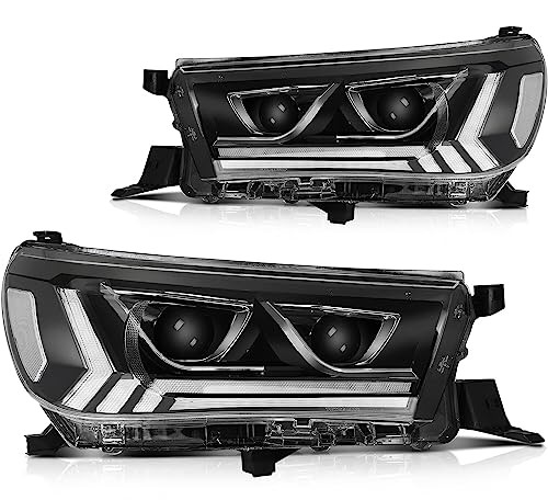 LBRST Headlight Assembly for Toyota Hilux 2015-2020 LED Turn Signal Light DRL LED Projector Front Lamps Driver and Passenger Side