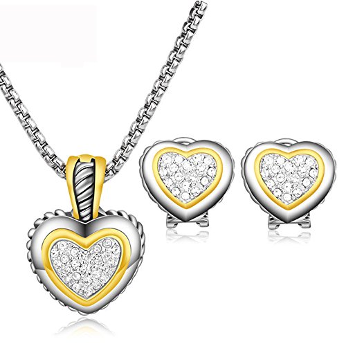UNY JEWEL gold crystal zircon heart necklace earring design women set fashion jewelry best unique valentine gift