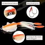 HCHinn Plastic Squids jigs Saltwater Baits Salmon Lures Fishing Lures Squid Trolling Deep Drop Lights Glow in Dark Halibut Rig with Hooks Octopus 2pcs