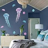 decalmile Large Jellyfish Wall Stickers Ocean Underwater Fish Wall Decals Girls Bedroom Nursery Bathroom Wall Decor(Jellyfish Size: 29" H x 17" W)