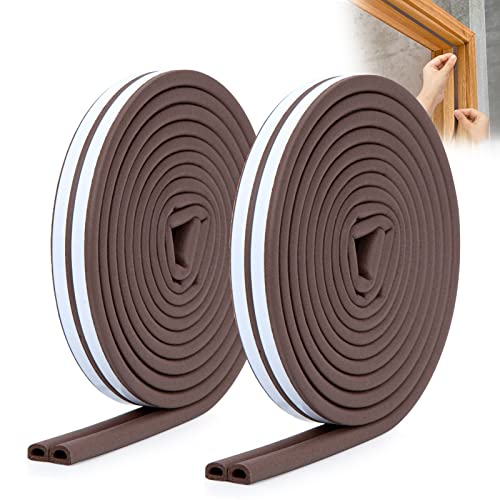 YOUSHARES Door Draft Excluder - 10m/33ft Door Seal for Windows Self Adhesive Foam Door Insulation Strip for Windows Door Weather Stripping Draft Excluder Strip 33 Feet (Brown)