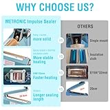 METRONIC Impulse Sealer 8 inch, Manual Heat Sealer Machine for Plastic Bags, Shrink Wrap Bag Sealers Heavy Duty Sealing Machine With Repair Kit (Blue)